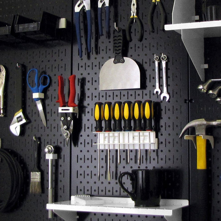 Wall Control Metal Pegboard and Tool Board Accessory Kit Black Pegboard + Accessory Kit, Black