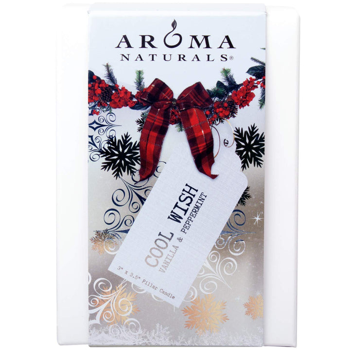 Aroma Naturals Holiday Juniper, Spruce and Basil Essential Oil Pillar Candle, Fresh Forest, 3 inch x 3.5 inch Juniper, Spruce & Basil 3" x 3.5" Pillar