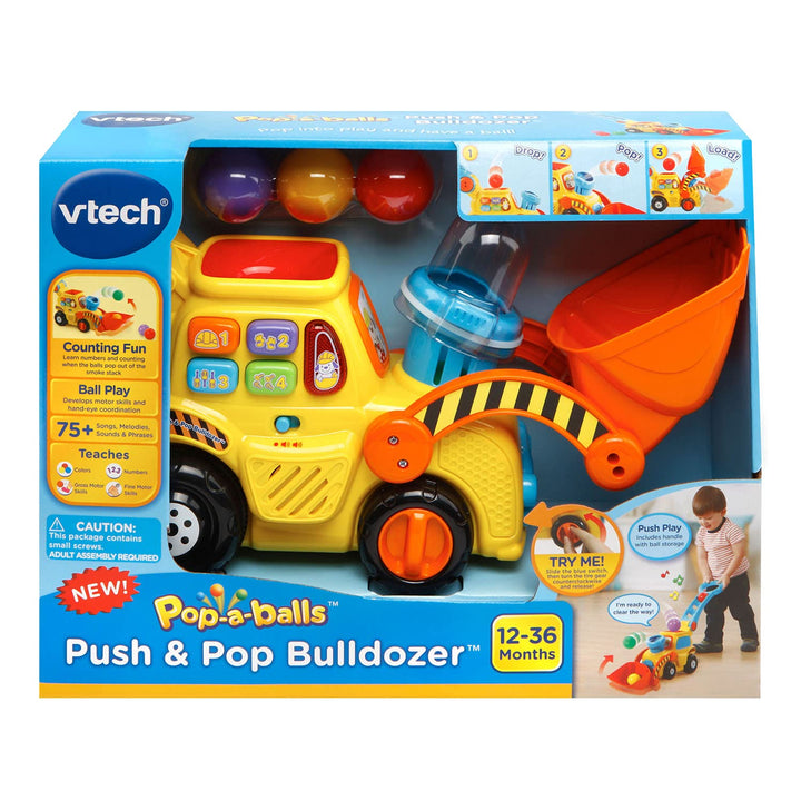 VTech Pop-a-Balls Push & Pop Bulldozer,Yellow Yellow