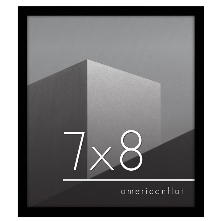 Americanflat 7x8 Picture Frame in Black - Thin Border Photo Frame with Shatter-Resistant Glass, Hanging Hardware, and Built-in Easel for Horizontal or Vertical Display Formats for Wall or Tabletop