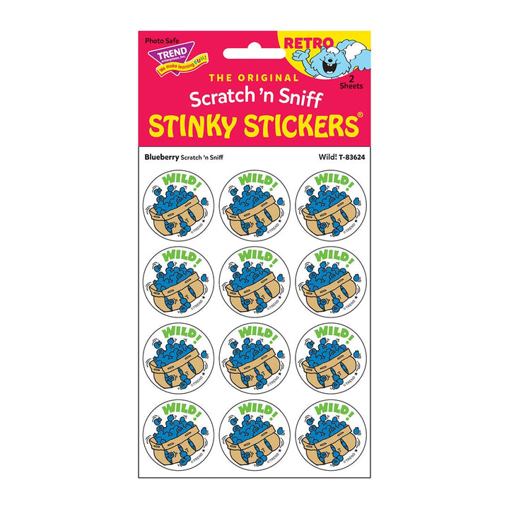 Wild!/Blueberry Scent Retro Stinky Stickers by Trend; 24 Seals/Pack - Authentic 1980s Designs!