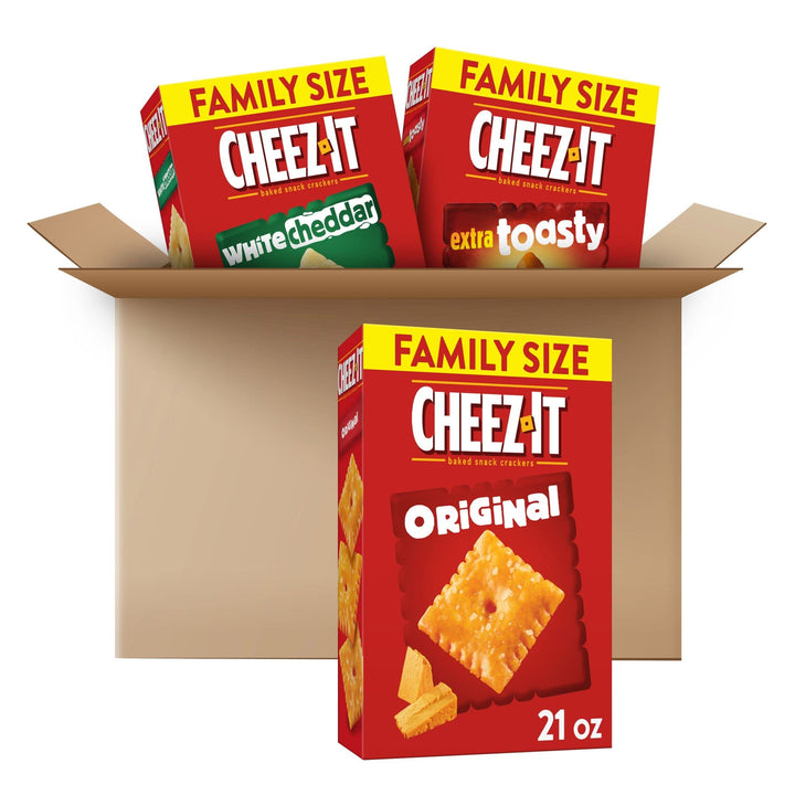 Cheez-It Cheese Crackers, Baked Snack Crackers, Lunch Snacks, Family Size, Extra Toasty, 21oz Box (1 Box) 1.31 Pound (Pack of 1)