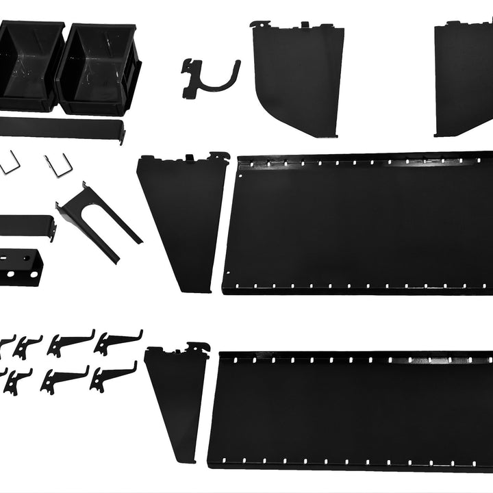 Wall Control 30-P-3232BU Blue Metal Pegboard Pack & KT-400-WRK B Slotted Tool Board Workstation Accessory Kit for Wall Control Pegboard Only, Black Pegboard + Accessory Kit, Black