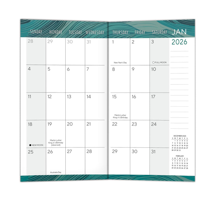 2025 Pocket Planner: Two-Year-Plus Monthly Pocket Calendar Planner (29-Month): August 2024 - December 2026, 6.5" x 3.5" - Ocean Swell