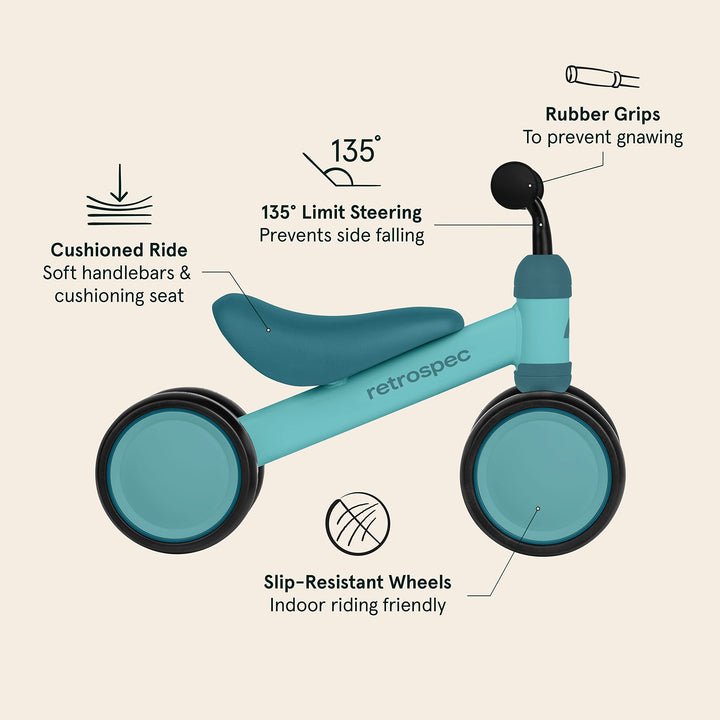 Retrospec Cricket Baby Walker 4-Wheel Balance Bike for Ages 12-24 Months Toddlers | First Birthday Gift - Toddler Bicycle Toy for 1 Year Old’s - Ride On Toys for Boys & Girls Olive Drab One Size