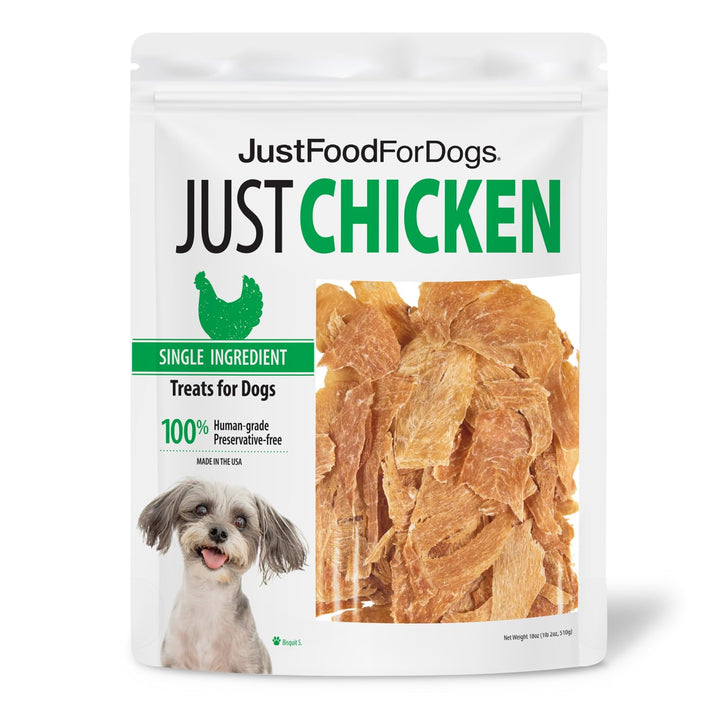 JustFoodForDogs Snack for Dogs, Single-Ingredient Chicken Healthy Dog Treats, Made in The USA, 18 oz 1.13 Pound (Pack of 1)