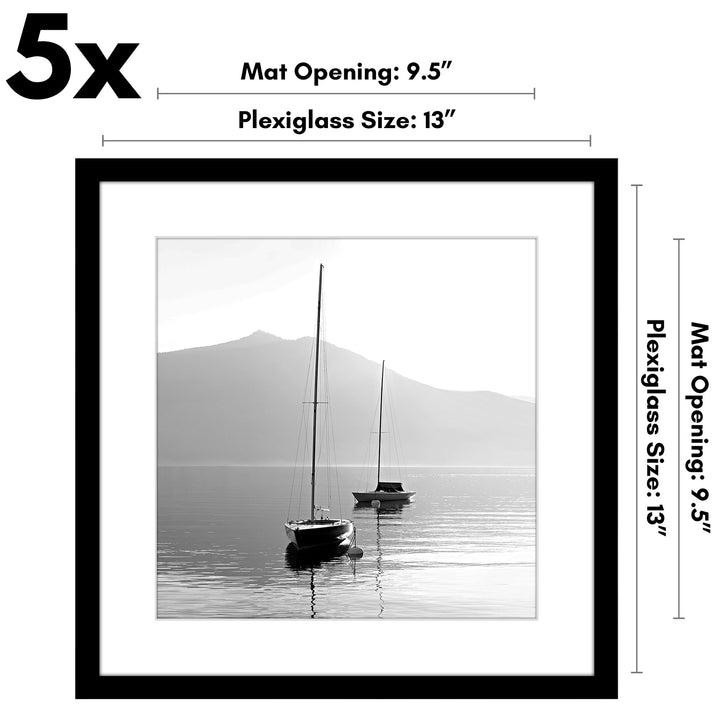 Americanflat 12x16 Picture Frame with Polished Plexiglass - Set of 5 - Use as 8.5x11 Frame with Mat or 12x16 Frame Without Mat - Galleria Collection - Gallery Wall Frame Set for Wall Display - White