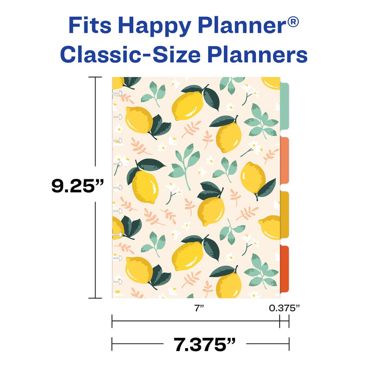 Avery Planner Dividers for Happy Planner 9-disc Classic Size Planners, 4-Tab Set, Fruit Punch Food Design, 1 Set (25483)