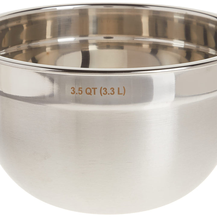 Tovolo Stainless Steel Deep Mixing, Easy Pour With Rounded Lip Kitchen Metal Bowls for Baking & Marinating, Dishwasher-Safe, 3-1/2-Quart