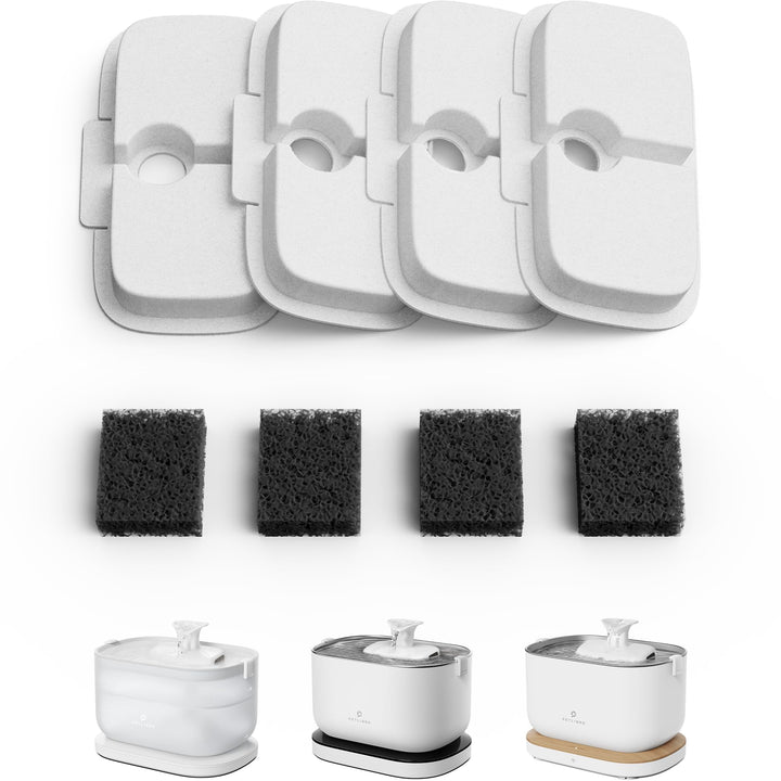 4 Packs Replacement Filters for Dockstream Cat Water Fountain PLWF105/PLWF115/PLWF005, 2 Months Set of Replacement Filters for Ultra Quiet Pet Water Fountain 4 Filters White