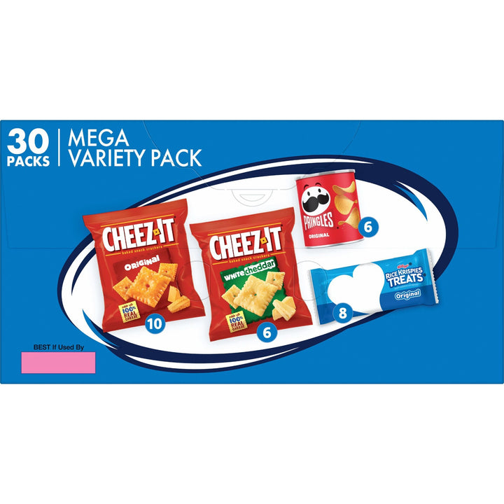 Kellogg's Snacks, Lunch Snacks, Kids Snacks, Mega Pack, Variety Pack, 30.1oz Box (30 Packs) Cheez-It, Pringles, Rice Krispies Treats 1.88 Pound (Pack of 1)