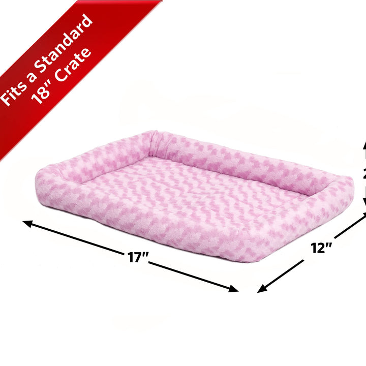 MidWest Homes for Pets Bolster Dog Bed 18L-Inch Pink Dog Bed or Cat Bed w/ Comfortable Bolster | Ideal for "Toy" Dog Breeds & Fits an 18-Inch Dog Crate | Easy Maintenance Machine Wash & Dry