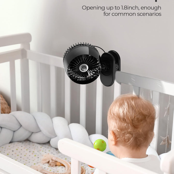 Koonie USB Clip on Fan, Strong Wind Ultra Quiet Small Desk Fan with Strong Clamp, more than 360° Adjustable and 3 Speeds, USB-C Corded Powered Mini Personal Fan for Office Desktop Bedroom 4.8in