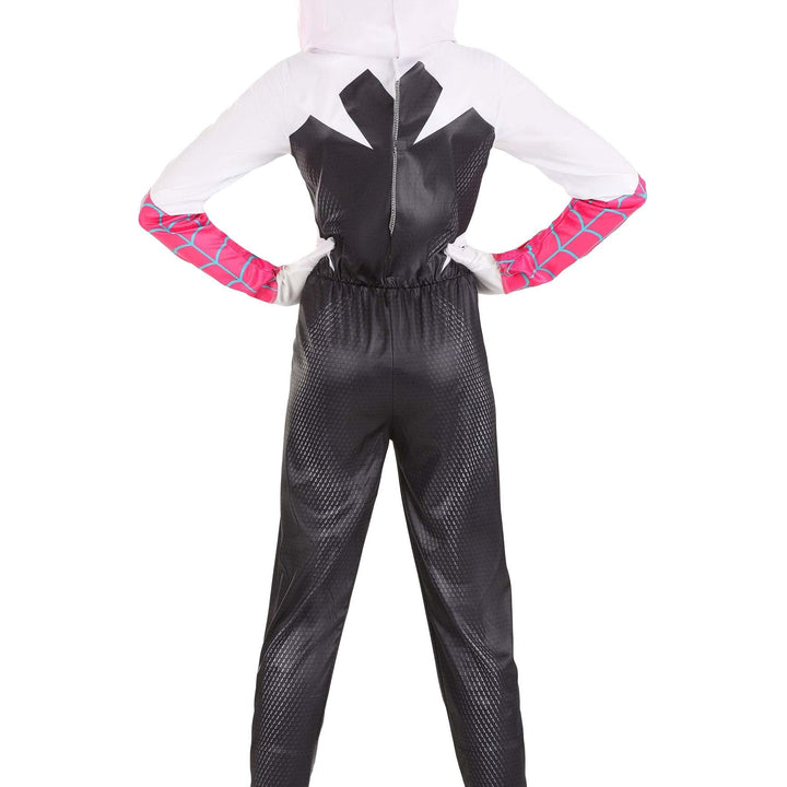 MARVEL Spider-Gwen Official Adult Halloween Costume - Premium Quality Hooded Jumpsuit with Pull On Fabric Mask Large