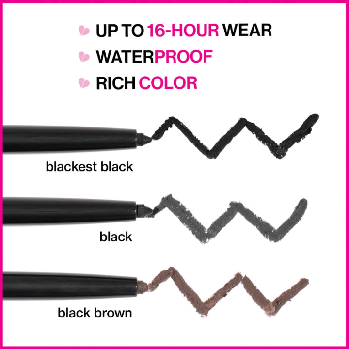 wet n wild Mega Last Breakup Proof Eyeliner, Quick Drying, Waterproof, 16-Hour Wear - Cruelty-Free & Vegan - Blackest Black