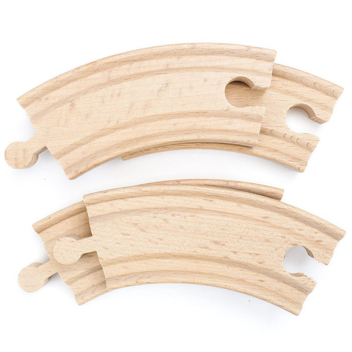 4-Piece 3.5" Curved Wooden Train Track Value Booster Pack - Compatible with All Major Toy Train Brands by Conductor Carl