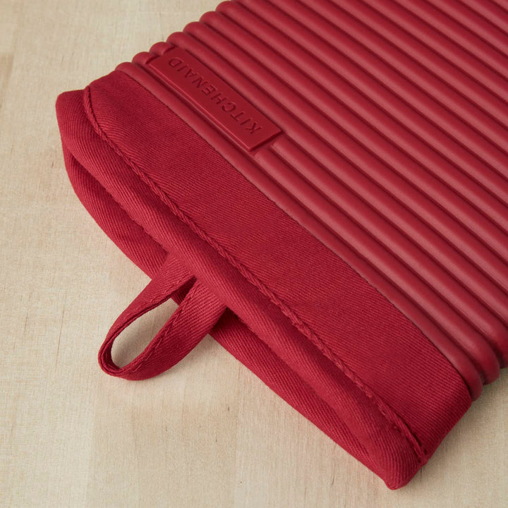 KitchenAid Ribbed Soft Silicone Oven Mitt Set, 7"x13", Passion Red 2 Count