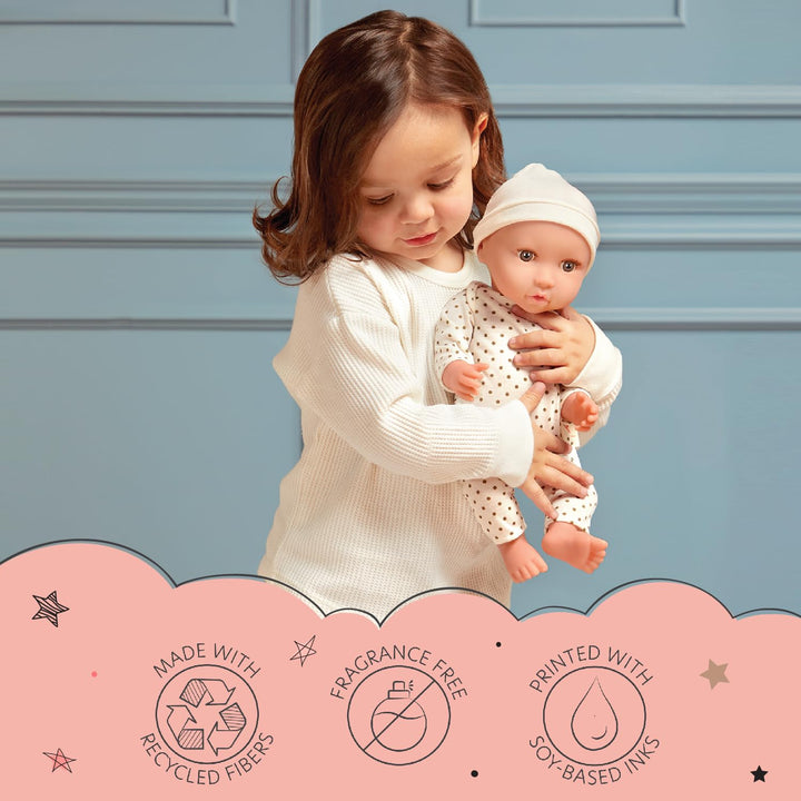 LullaBaby – 14-inch Water-Safe Bath Doll – Warm Skin Tone & Dark-Brown Hair – Toddler Bath Toys – Towel & Bath Ducky Accessories – Kids Ages 2 & Up – Bath Doll – Warm Skin Tone & Dark-Brown Hair Brown Hair - Girl