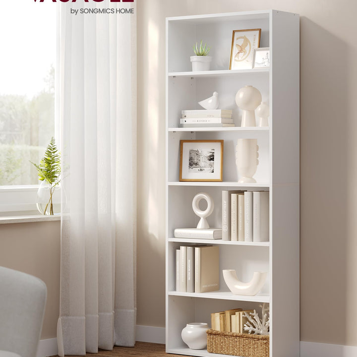 VASAGLE Bookshelf, 23.6 Inches Wide, 4-Tier Open Bookcase with Adjustable Storage Shelves, Floor Standing Unit, Cloud White ULBC164T14 1 Pack 4 Tiers (23.6"W x 42.4"H)