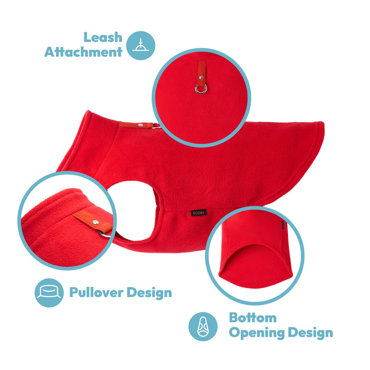 Gooby Fleece Vest Dog Sweater - Red, Small - Warm Pullover Fleece Dog Jacket with O-Ring Leash - Winter Small Dog Sweater Coat - Cold Weather Dog Clothes for Small Dogs Boy or Girl Small (Around 6-lb)