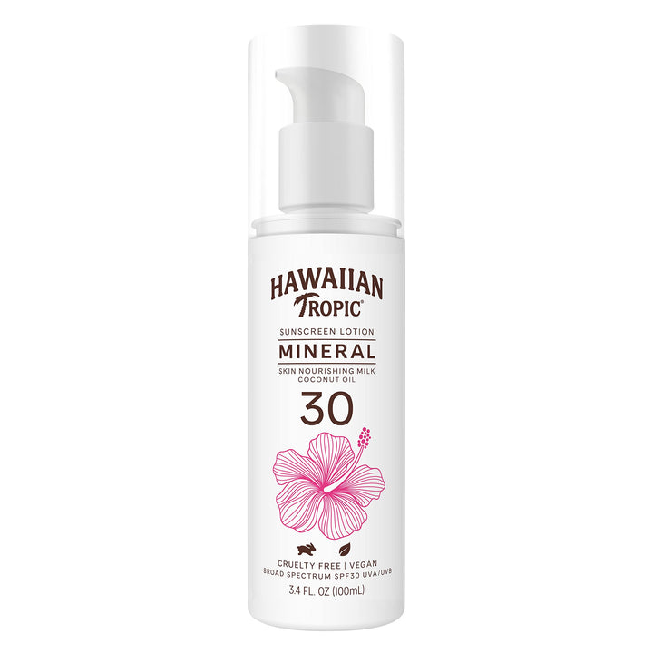 Hawaiian Tropic Mineral Skin Nourishing Milk Sunscreen SPF 30, 3.4oz | Sun Milk, Zinc Oxide Sunscreen, Mineral Sunblock, Oxybenzone Free Sunscreen, Travel Size Sunscreen, 3.4oz 3.4 Fl Oz (Pack of 1)