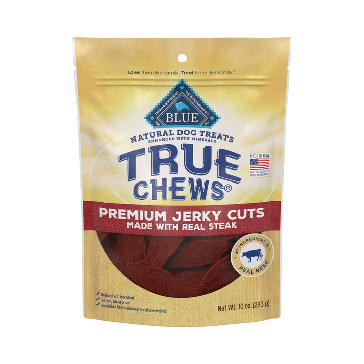 Blue Buffalo True Chews Premium Jerky Cuts Natural Dog Treats, Steak 10 oz bag 10 Ounce (Pack of 1)