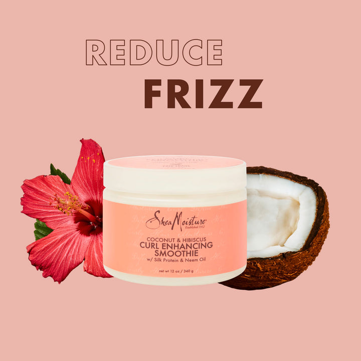 SheaMoisture Smoothie Curl Enhancing Cream Coconut and Hibiscus for Thick, Curly Hair Sulfate Free and Paraben Free 12 oz