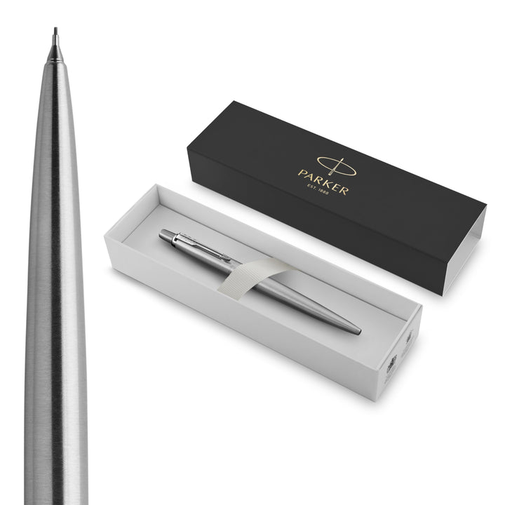 Parker Jotter Mechanical Pencil, Stainless Steel with Chrome Trim, 0.5mm, HB #2, Smooth & Precise, Signature Retractable Design, Gift Boxed