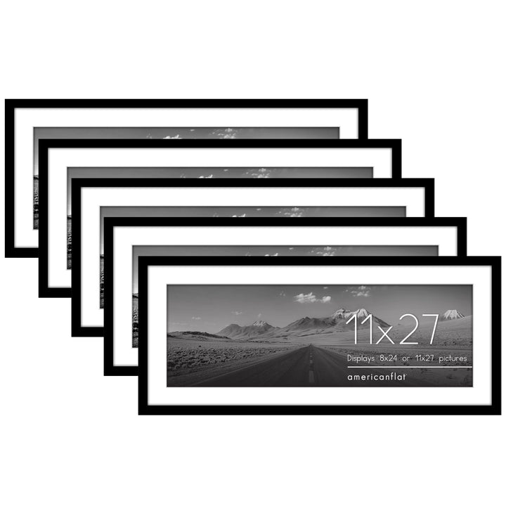 Americanflat 12x16 Picture Frame with Polished Plexiglass - Set of 5 - Use as 8.5x11 Frame with Mat or 12x16 Frame Without Mat - Galleria Collection - Gallery Wall Frame Set for Wall Display - White