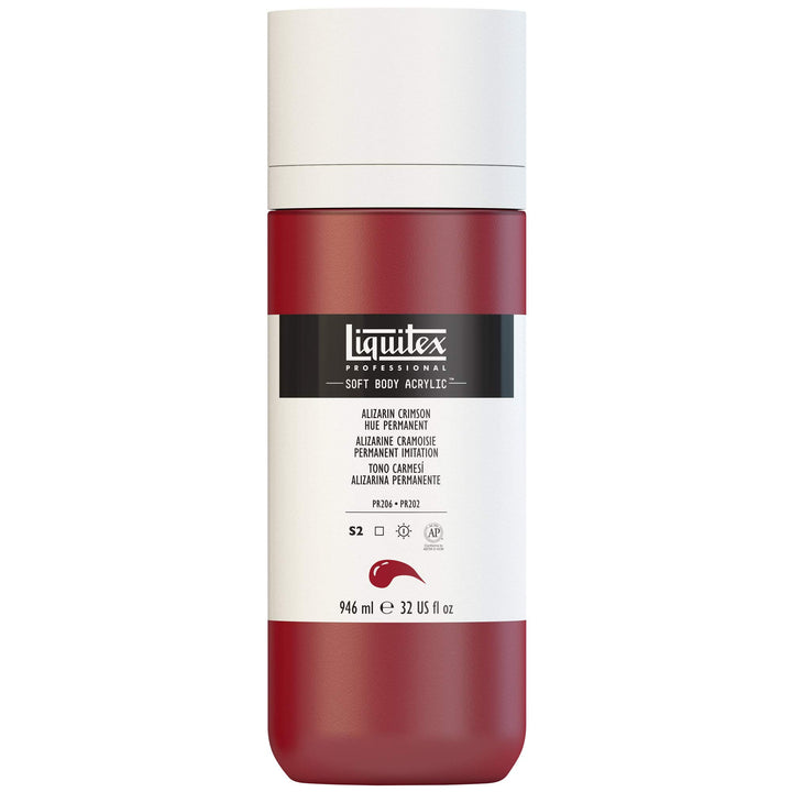 Liquitex Professional Soft Body Acrylic Paint, 946ml (32-oz) Bottle, Alizarin Crimson Hue Permanent 32-oz Bottle