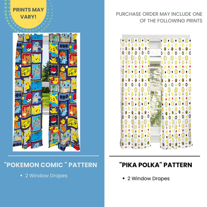 Franco Kids Room Window Curtains Drapes Set, 82 in x 84 in, Pokemon(PRINTS MAY VARY!)