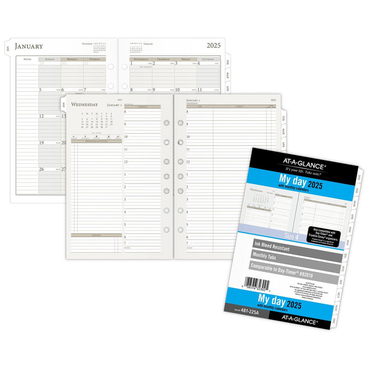 AT-A-GLANCE 2025 Planner, Daily & Monthly, 5-1/2" x 8-1/2", Desk Size, Two Page Per Day Refill, Loose-Leaf (481-225A-25) 2025 New Edition