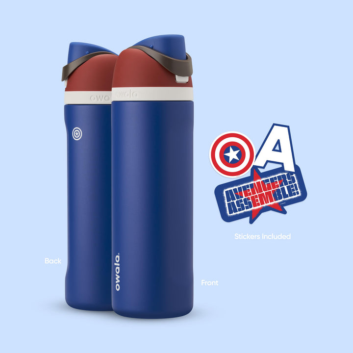 Owala Marvel FreeSip Insulated Stainless Steel Water Bottle with Straw for Sports and Travel, BPA-Free Sports Water Bottle, 24 oz, Captain America