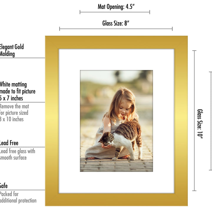 Americanflat 6x8 Picture Frame with Shatter-Resistant Glass - Use as 3x5 Frame with Mat or 6x8 Frame Without Mat - Signature Collection - Photo Frame for Tabletop and Wall Display - White 6x6