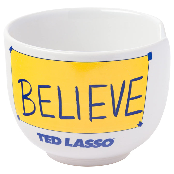 Silver Buffalo Ted Lasso Believe Ceramic Ramen Bowl with Chopsticks, 20 Ounces, White/Multi Cartoon