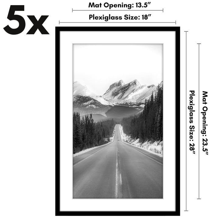 Americanflat 12x16 Picture Frame with Polished Plexiglass - Set of 5 - Use as 8.5x11 Frame with Mat or 12x16 Frame Without Mat - Galleria Collection - Gallery Wall Frame Set for Wall Display - White