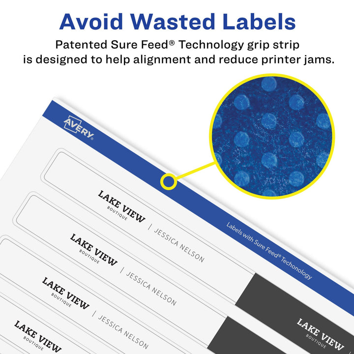 Avery Durable Waterproof Wraparound Rectangle Labels with Sure Feed Technology, 1.25" x 9.75", Matte White, Laser/Pigment-Inkjet, 40 Customizable Labels (22845)