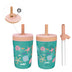 Zak Designs Shells Kelso Tumbler Set, Leak-Proof Screw-On Lid with Straw, Bundle for Kids Includes Plastic and Stainless Steel Cups with Bonus Sipper (3pc Set, Non-BPA) 15 fl.oz. Classic