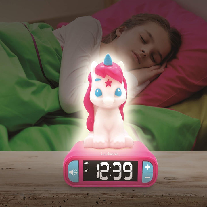 Lexibook - Unicorn Digital Alarm Clock for Kids with Night Light, Snooze and Unicorn Sound Effects, Childrens Clock, Luminous Unicorn, Pink Colour - RL800UNI