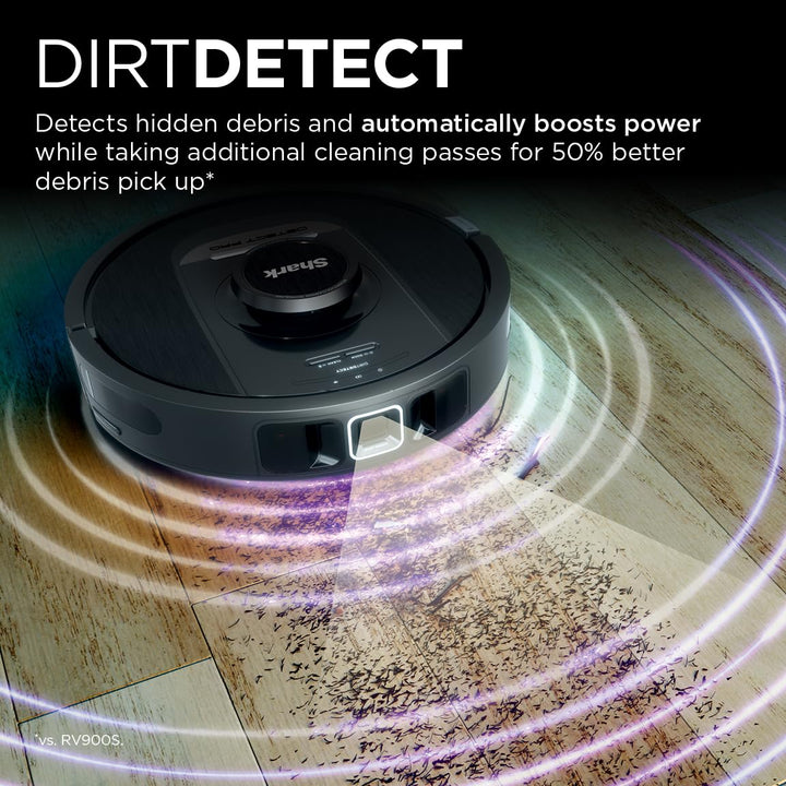 Shark Detect Pro Self-Empty Robot Vacuum with NeverStuck Technology, Auto Deep-Clean Carpets & Hardfloors, 30 Day Capacity HEPA Bagless Base, for Pet Hair, WiFi Black (AV2820S)