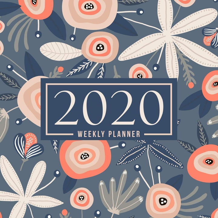 2020 Weekly Planner: January 1, 2020 to December 31, 2020: Weekly & Monthly View Planner, Organizer & Diary: Peach Flowers on Blue 798-6