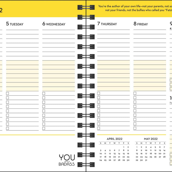 You Are a Badass 17-Month 2021-2022 Monthly/Weekly Planner Calendar