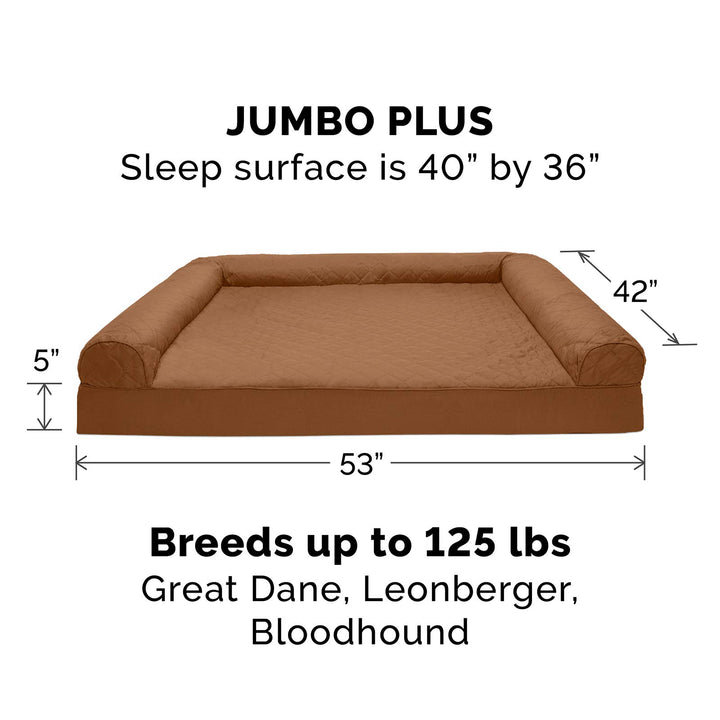 Furhaven Replacement Dog Bed Cover Quilted Sofa-Style, Machine Washable - Toasted Brown, Jumbo Plus (XX-Large) Cover Only 53.0"L x 40.0"W x 0.3"Th (Quilted) Toasted Brown