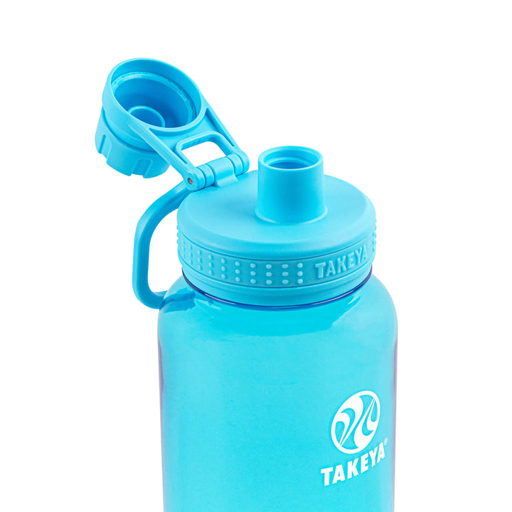 Takeya 32 oz Tritan Plastic Sport Water Bottle with Spout Lid, Premium Quality, BPA Free Food Grade Materials, Breezy Blue