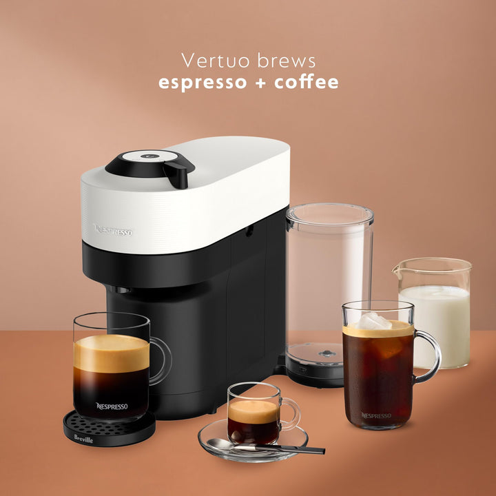 Nespresso Vertuo Pop+ Coffee and Espresso Maker by Breville with Milk Frother, Coconut White Machine + Frother