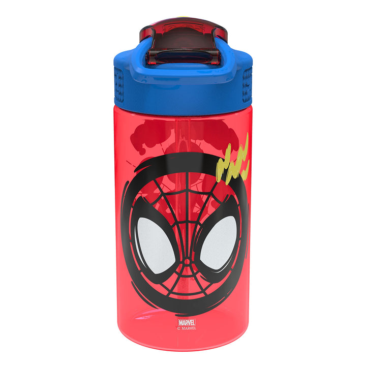 Zak Designs Marvel Spider-Man Kids Water Bottle with Spout Cover and Carrying Loop, Durable Plastic, Leak-Proof Design for Travel (16 oz, 2-Pack, Spidey and His Amazing Friends)