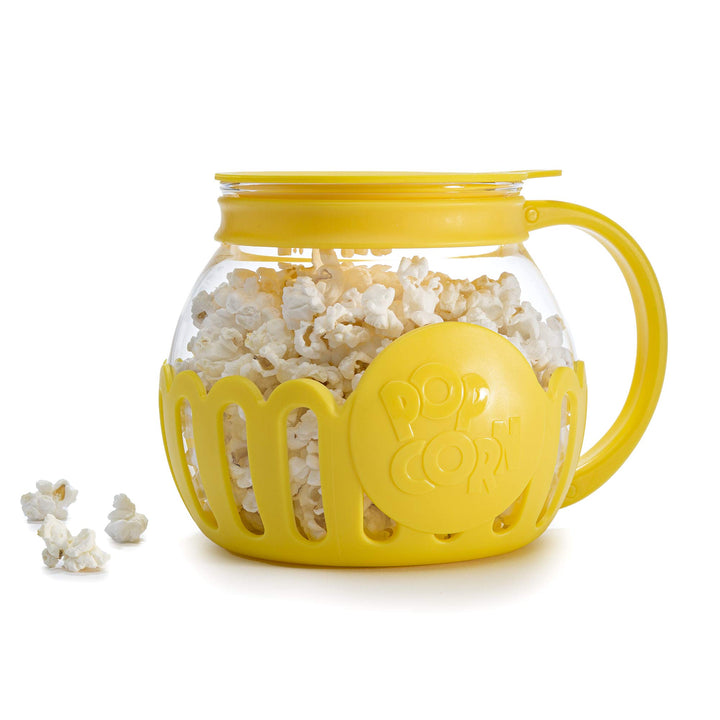 Ecolution Patented Micro-Pop Microwave Popcorn Popper with Temperature Safe Glass, 3-in-1 Lid Measures Kernels and Melts Butter, Made Without BPA, Dishwasher Safe, 1.5-Quart, Yellow 1.5-Quart Snack Size