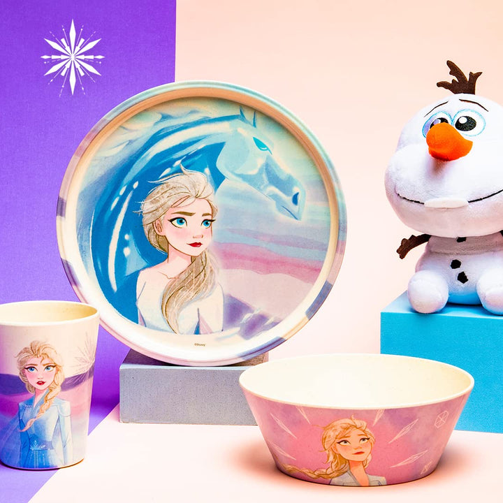 Zak Designs Disney Frozen 2 Kids Dinnerware Set 3 Pieces, Durable and Sustainable Melamine Bamboo Plate, Bowl, and Tumbler are Perfect For Dinner Time With Family (Anna, Elsa, Olaf) 8" Plate, 6" Bowl, 10oz Tumbler Frozen 2 (Anna, Elsa, Olaf)