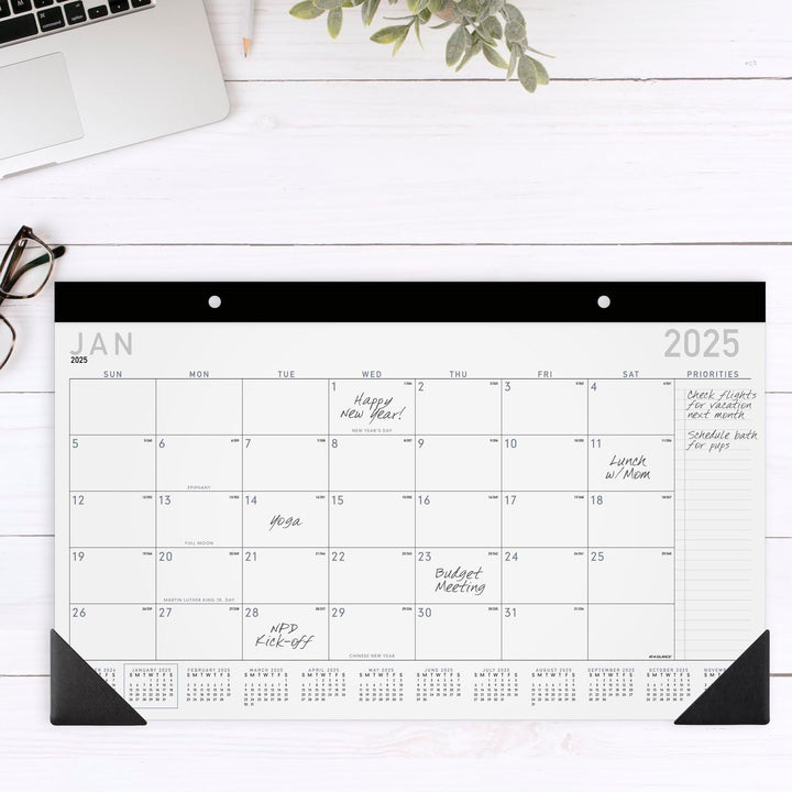 AT-A-GLANCE 2025 Desk Calendar, Monthly, Desk Pad, 18" x 11", Compact, Contemporary (SK14X0025) 2025 Edition Desk Calendar Compact