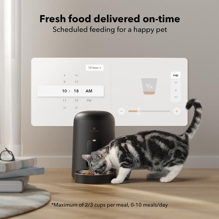 PETLIBRO Automatic Cat Feeder, Wi-Fi Rechargeable Cat Food Dispenser Battery-Operated with 30-Day Life, AIR 2.4G Wi-Fi Timed Pet Feeder for Cat & Dog, 2L Auto Cat Feeder, White